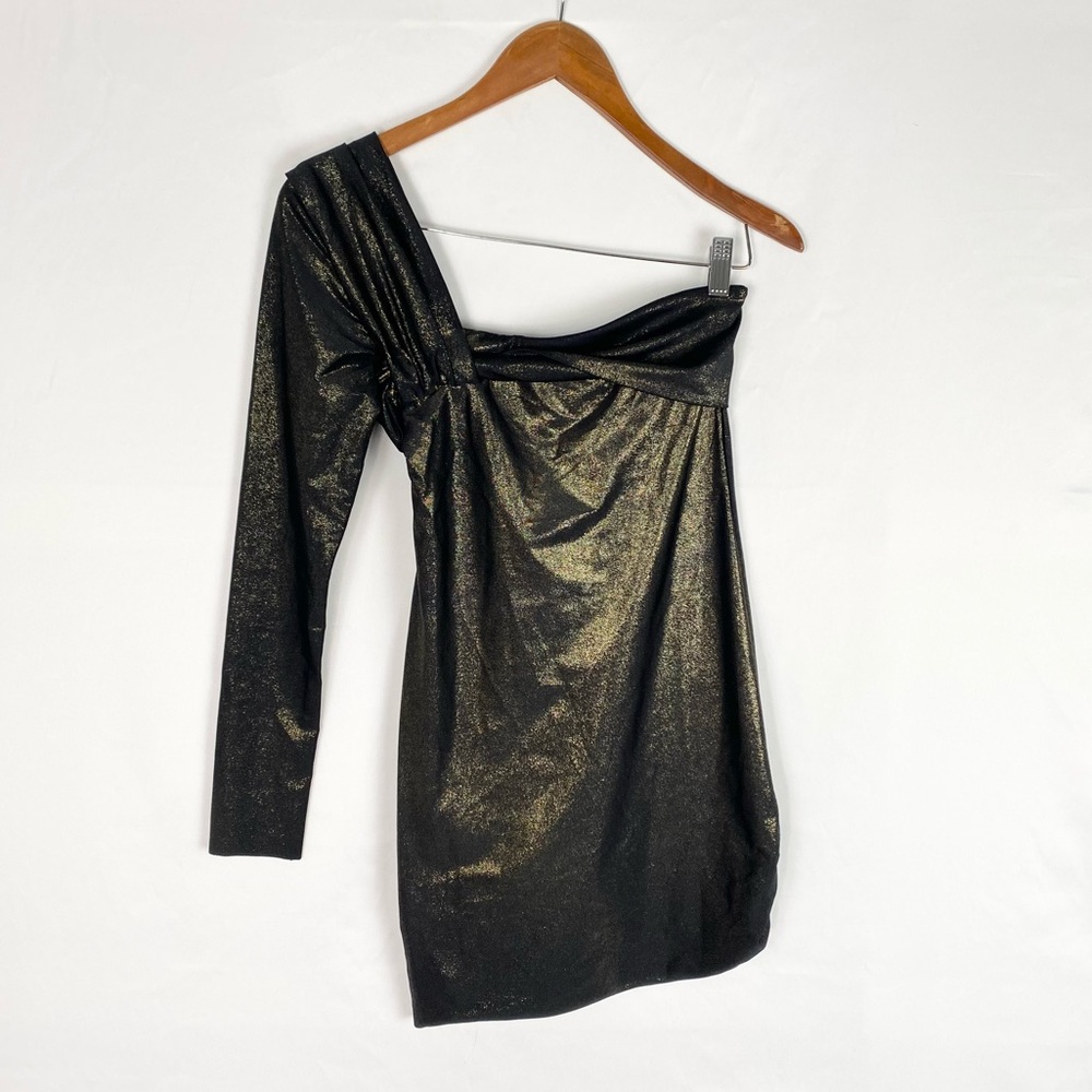 Baja East Contour Mini Dress‎ Sheath One Shoulder Shimmer Size 00